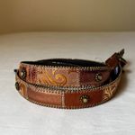 Nanni Milano Patchwork Tooled‎ Leather Belt Size 30 NWT with Dust Bag Y2K Brown Photo 9