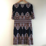 International Concept Mosaic Print Shift Midi Dress Lined Womens Size 8‎ Brown Photo 4