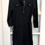 Lauren Ralph Lauren Shirt Dress Tie Belt Women’s Size Large L Solid Black Cotton Photo 0