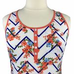 White Boho Chevron Floral Print Racerback Tank Top Size XL Photo 3