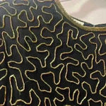 Laurence Kazar Vintage 80s Beaded Silk Top Size Small Black Gold Stretch Photo 7