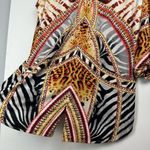 Peter Nygard Animal Print Abstract Tunic Top Sz Large Half Zip Blouse Photo 10