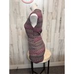 Ark & Co. Metallic Chevron Knit Bodycon Dress Small Pink Black Gold Photo 4