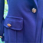 Yoana Baraschi  Knit Blazer Coat Blue Anchor Stamp Buttons Silk Lined Size M Photo 1