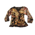 American Vintage 90s Y2K Velvet Dragon Bird Motif Top Medium #15 Photo 2