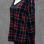Nautica | Cozy Fleece Plaid Pajama Sleepwear V-Neck Long Sleeve Shirt Size L Photo 1