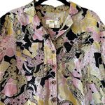 Anthropologie Maeve Cheetah Birds Printed Button Up Linen Shirt Boxy Size XS Photo 2