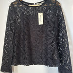 Lace Crochet Top With Velour Collar Black Small Whimsy Goth Biker Photo 0