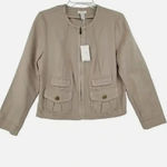 Chico's  Adrena Jacket Small NWT Beige Linen Blend Zip Up Utility Cottagecore Photo 1