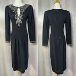 Don Sayres Wellmore Knit Dress Size 10 Black Wool Rayon Sequin Embellished Photo 5