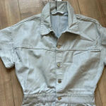 ZARA NWT  Metallic Denim 100% Cotton DustyBlue Shimmer Short Romper 6929/201 Sz S Photo 7