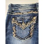 Miss Me JEANS Women's 26 Mid Rise Cropped Flap Pocket Bling Embellished Raw Hem Photo 13