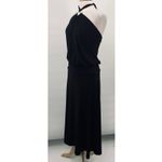Vintage Y2k Halter O Ring Maxi Dress Blouson Bodice Stretch Knit Black Womens M Size M Photo 5