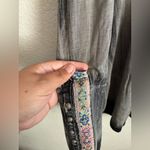 Aratta Women's Blouse Boho Grey Acid Wash Lace Embroidered Long Sleeve Top M Gray Size M Photo 4