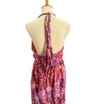 Funky People Floral Halter Maxi Dress Large Boho Pink Purple Sequin Cotton Lined Photo 4