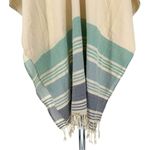 Tribe Alive Causebox Ivory Blue Cotton Fringe Poncho Swim Beach Coverup One Size Photo 9