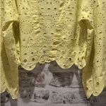Anthropologie WOMENS ONE SIZE Maeve Cropped Navy Eyelet Boho Kimono yellow Photo 8