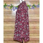 J. Jill Ladies Maroon Floral Button Up Tunic Blouse Size XL Modest Career Red Photo 2