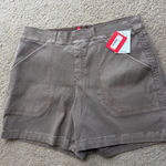 Spanx  4” Stretch Twill Shorts Women’s Size Large Taupe Brown NWT Flattering Fit Photo 0