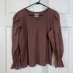 Nation Ltd  Carly Voluminous Contrast Puff Balloon Long Sleeve Tee Pinot Noir XL Photo 3
