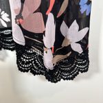 Torrid Floral Kimono Duster Women's 00/0 M/L Black Floral Lace Trim Long Open Photo 2