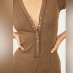 Free People  Taupe Waffle Knit Top Photo 8