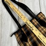 Longaberger  Black Brown Plaid Cloth Bucket Bag Silver Hardware Vintage Fall Cozy Photo 4