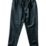 21 Saints Black Faux Leather Elastic Drawstring High Waist Joggers Size Small Photo 1