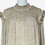 POL Antique Taupe Ruffled Smocked Long Sleeve Oversized Blouse Sz S Photo 1