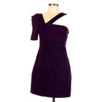 Black Halo  | One Shoulder Deep Plum Cocktail Party Formal Dress Size 6 NWT Photo 4