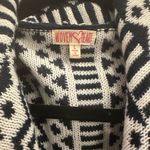 Woven Heart  Ski Drape Open Front Cardigan Nordic Fair Isle Shawl Collar Sweater Photo 4