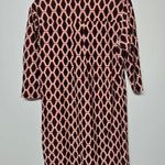 Jude Connally Geometric Print Shirt Dress Sz L Red Black Gold Button Stretch USA Size L Photo 4