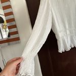 ZARA  | White High Neck Pleated Smocked Blouse | Size Medium Photo 6