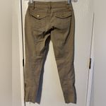 Micheal Kors Khaki Pants Five Pocket Zipper Ankle Gold Button Size 0 Tan Photo 3