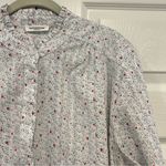 BeachLunchLounge  Karolee Heart Print Cotton Shirt Ruffle Neck Buttons Womens XL Photo 2