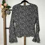 Missguided NWT Long Sleeve Peplum Black White Blouse Size 10 Photo 4