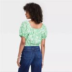 Universal Threads Universal Thread Puff Sleeve Peasant Top Bright Green Floral Size M Photo 8