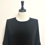 Clara Sun Woo Black 3/4 Length Tulip Flounce Sleeve Back Tie Shift Dress XL NWT Photo 1