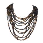 Vintage Amber Earth Tone Seed Bead Multi Strand Necklace with Wooden Belt Buckle Orange Photo 7