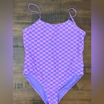 Pink Lily One-piece Bathing Suit Pink And Purple Checked Size 2X EUC Photo 1