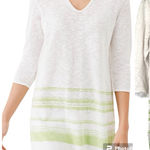 J.Jill linen white green fringe top coverup S Photo 0