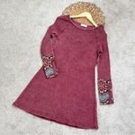 Hailey&Co Waffle Knit Washed Boho Burgundy Red Long Sleeve Mini Dress Size L Size L Photo 2