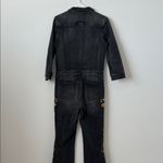 Free People Driftwood Farrah Denim Floral Embroidered Coveralls in Falling Sunflower Size: M Photo 12