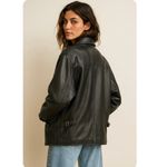 Eddie Bauer Vintage Stine 100% Genuine Leather Jacket Black Large 90s Minimalist Photo 2