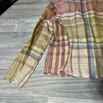 Pendleton  Green Pink Spring Pastel Plaid Women's Top; Large Photo 8