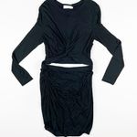 A.L.C. NEW Jersey Knit Stretch Twist Cut Out Peek A Boo Bodycon Dress Black L Photo 0
