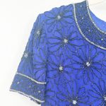 Adrianna Papell Womens VTG Vintage 100% Silk Flower Beaded Party Evening Top M Photo 1
