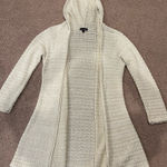 QUESTIONS Long Crochet Ribbed Knit Hooded Cardigan Size XL Photo 0