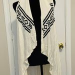 Vocal Cross Rhinestone Fringe Open Front Long Vest White M Photo 2
