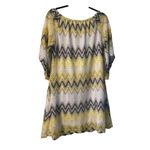 Tacera Lace Crochet Lined Chevron Knit Dress Yellow Gray White Size XL Photo 1